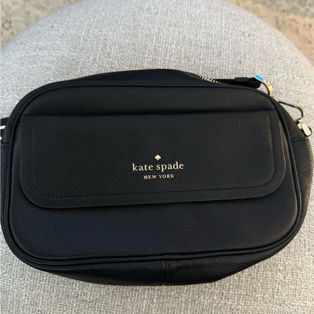 SOLD-Kate Spade Black Leather crossbody bag with coin pouch